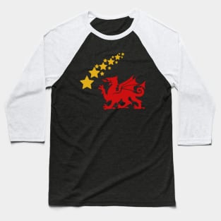 Welsh Dragon Shooting Star Baseball T-Shirt